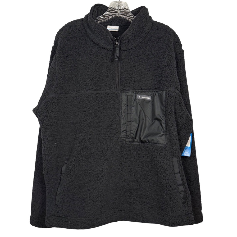 NWT COLUMBIA Women's West Bend 1/4 Zip Sherpa Pullover, Black, Plus Size 3X